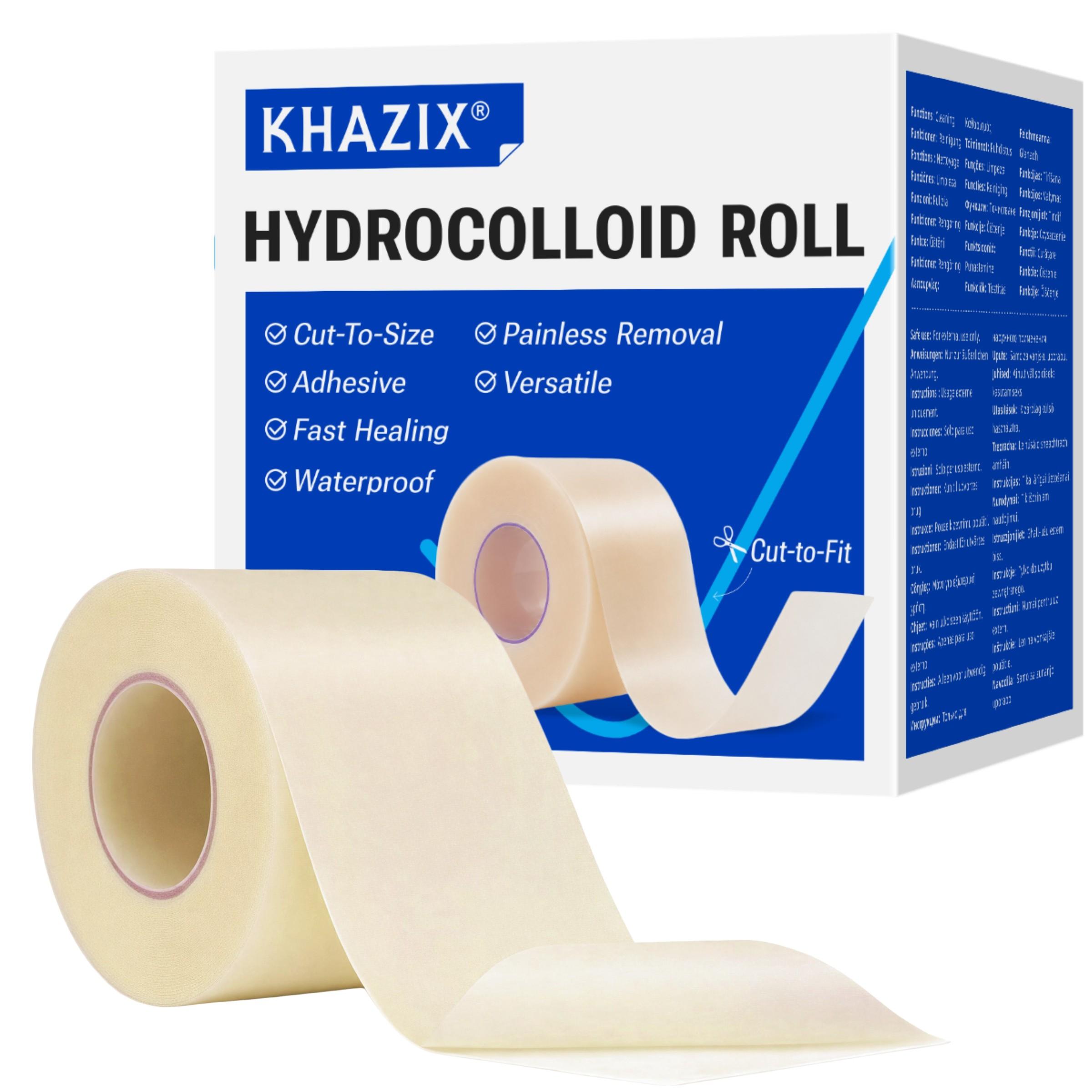 Khazix Hydrogel Bandage Roll 2in X 5ft, Cut-To-Fit Wound Dressing, Breathable Skin Cover, Hydrocolloid Bandage for Healing, Bandages For Wounds