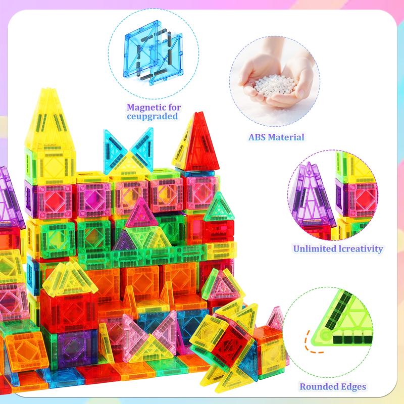 Mini magnetic building block, Magnetic building tiles children's toys, travel set is convenient to carry, STEM learning and creative building magnetic toys, gifts for boys and girls, suitable for New Year, back-to-school season birthday gifts
