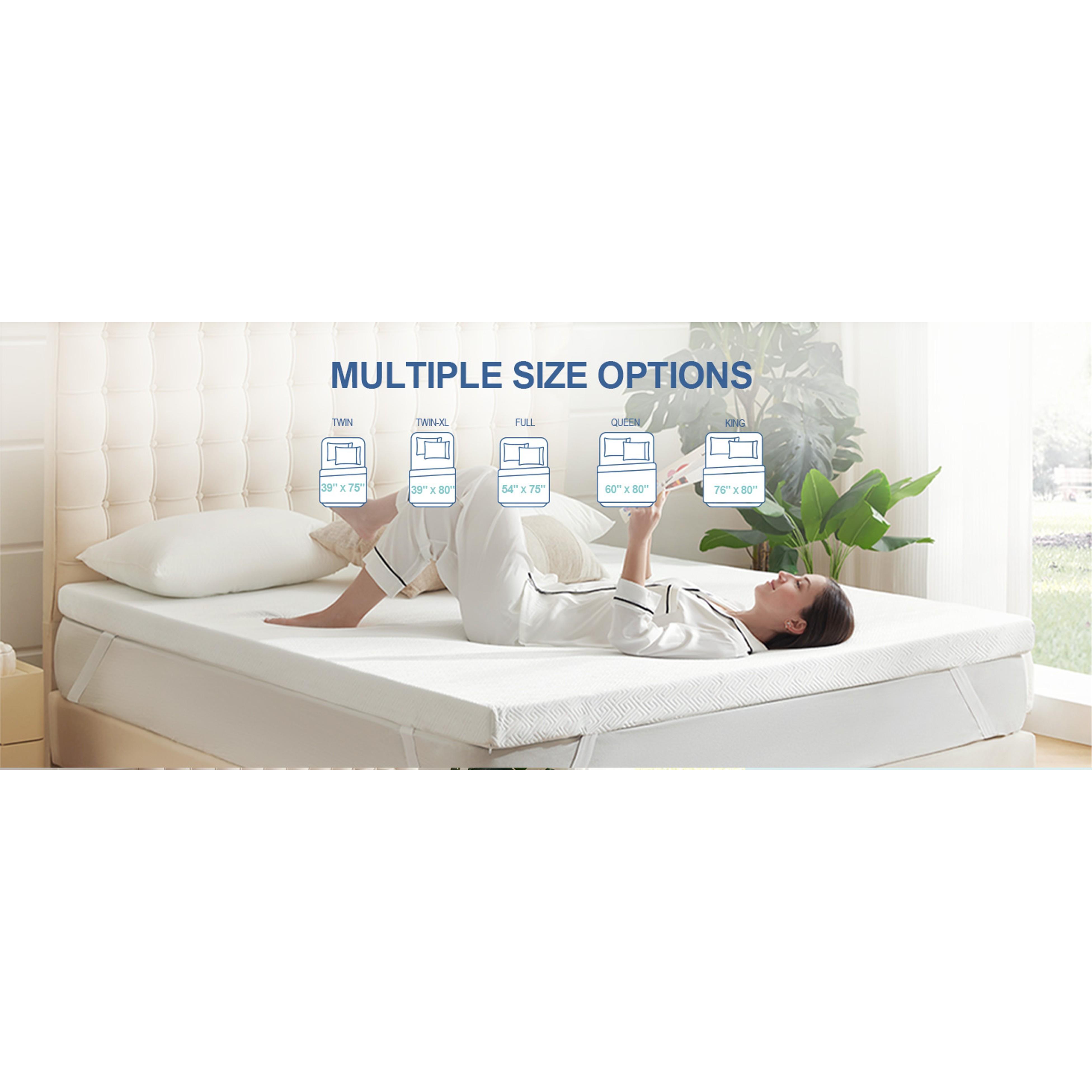 3 Inch Memory Foam Mattress Topper Twin XL, Memory Foam Pad with Removable & Washable Cover, Bed Topper for Back Pain, Non-Slip Ventilated Design, Twin XL Size