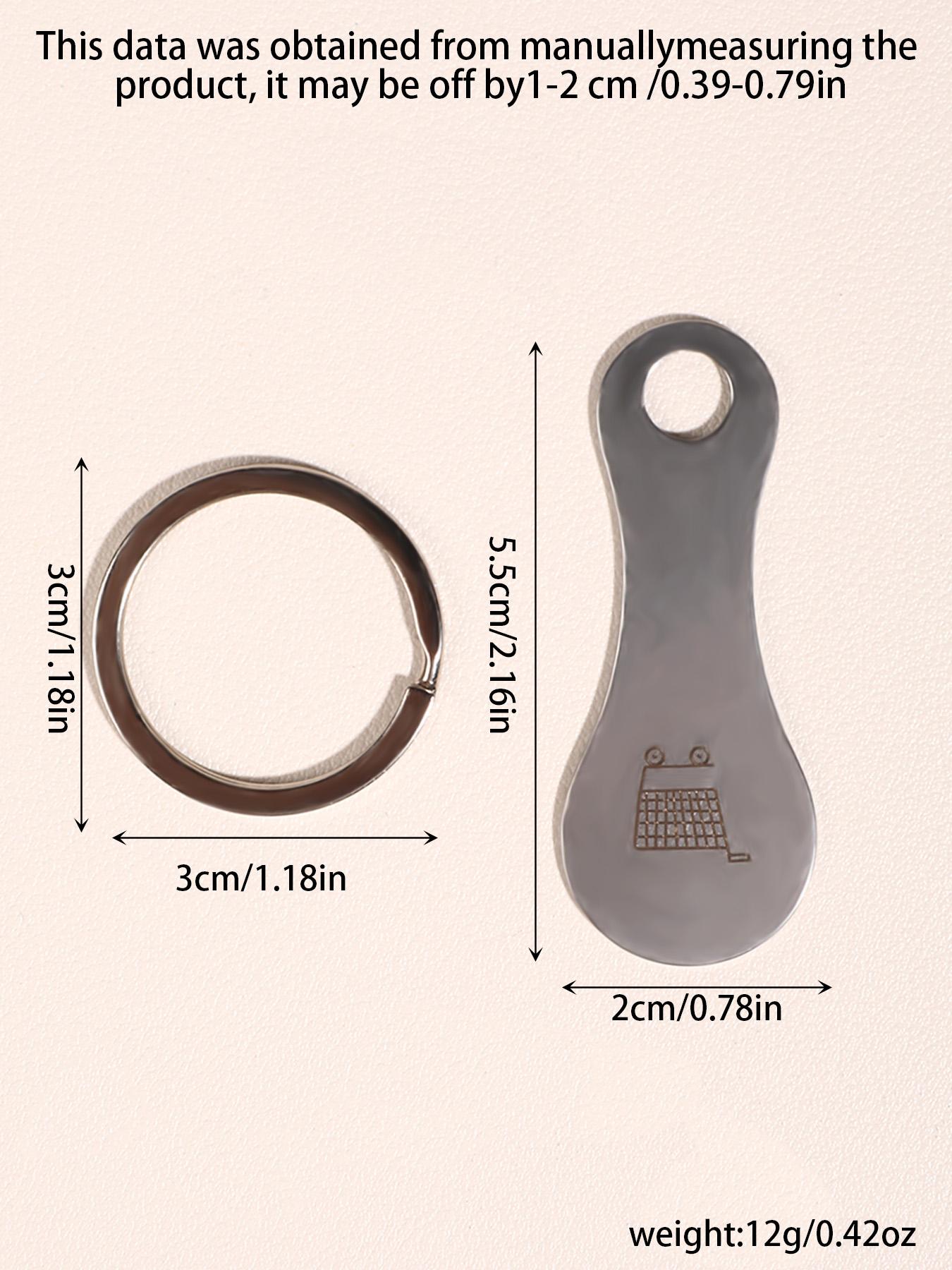 Stainless Steel Shopping Cart Token Keychain, Couple Key Chain Bottle Opener Bag Charm (silver Color), Casual Style, No Warning