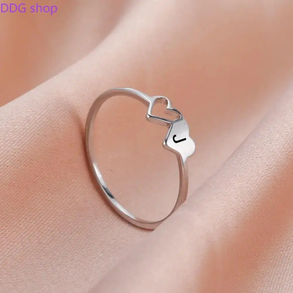Unisex Adjustable Custom 26‑Letter Alloy Double Heart Open Ring, Silky Soft Comfortable Stainless Steel Charm, Versatile Luggage Bag Accessory, Thoughtful Love Gift Idea for Her and Him Daily Casual Occasions