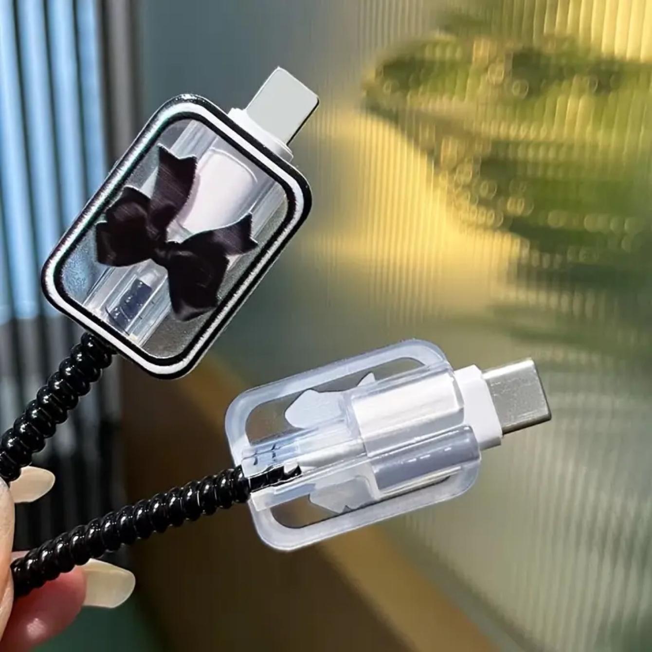 Charger Protector Case with Silicone Strap, Charging Cable Organizer, Compatible with iPhone Accessories, Durable Phone Accessory, Type C Charging, Casing