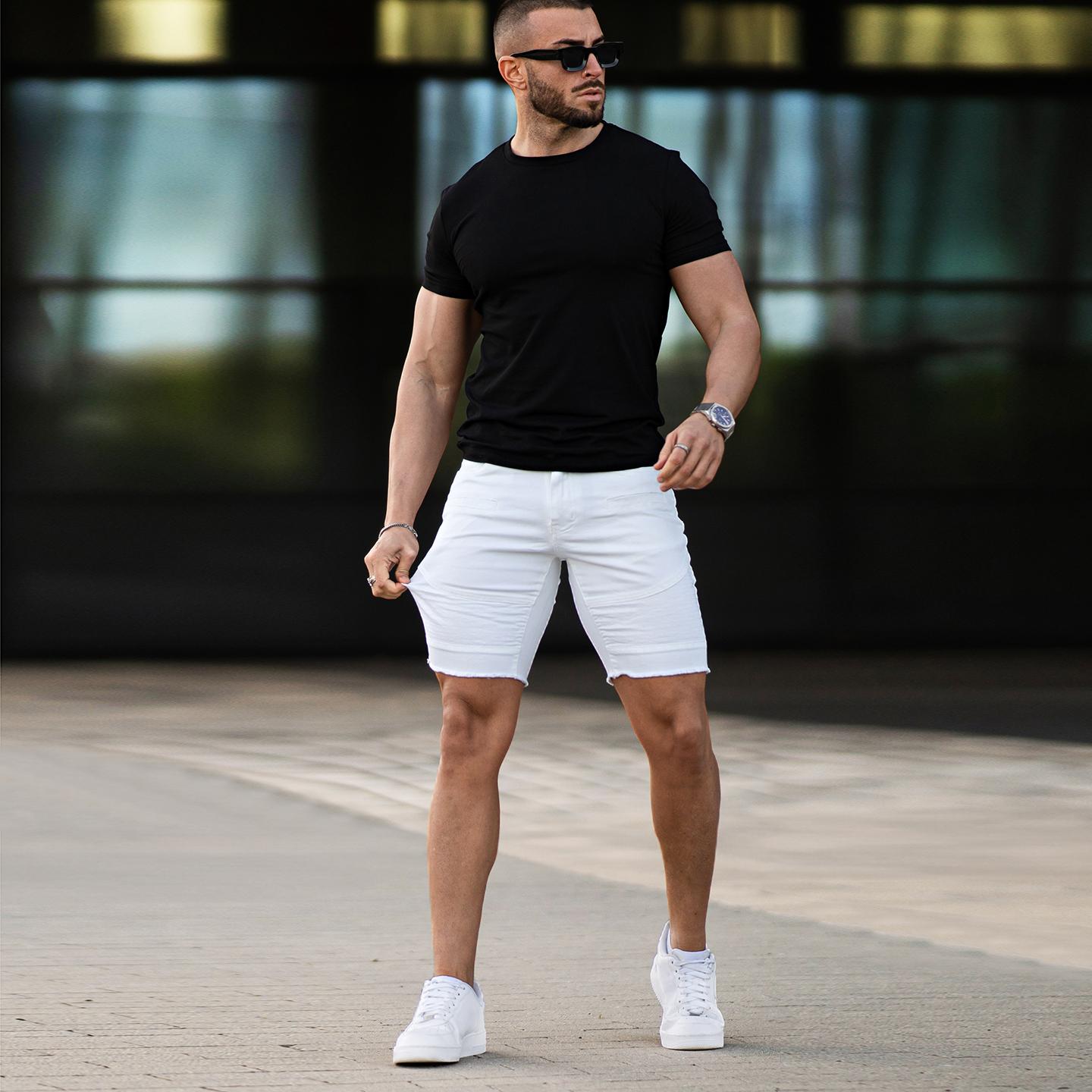 GINGTTO Men's Denim Shorts Slim Fit Stretch Short Jeans Jorts Men Essentials New Shorts