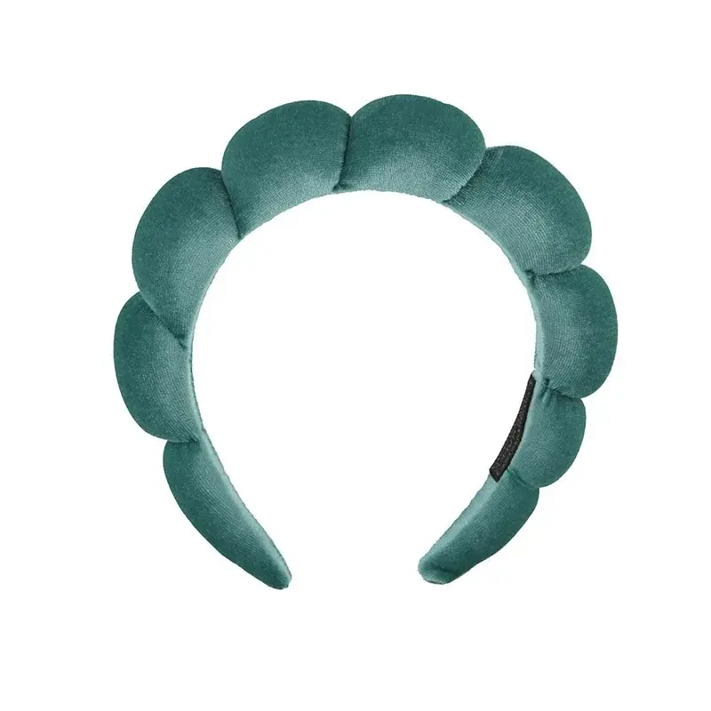 1 gold velvet cloud headband with multiple colors and fluffy bubbles, soft headband for daily makeup, face wash, and concave styling