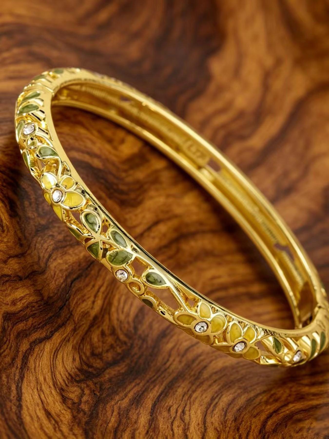 Vintage Court Style Oil Drip Flower Exquisite Bangle Bracelet, Jewelry Bracelets, Versatile Accessory, Elegant Geometric Design, Perfect Gift for Valentine's Day, Christmas, Parties, Anniversaries