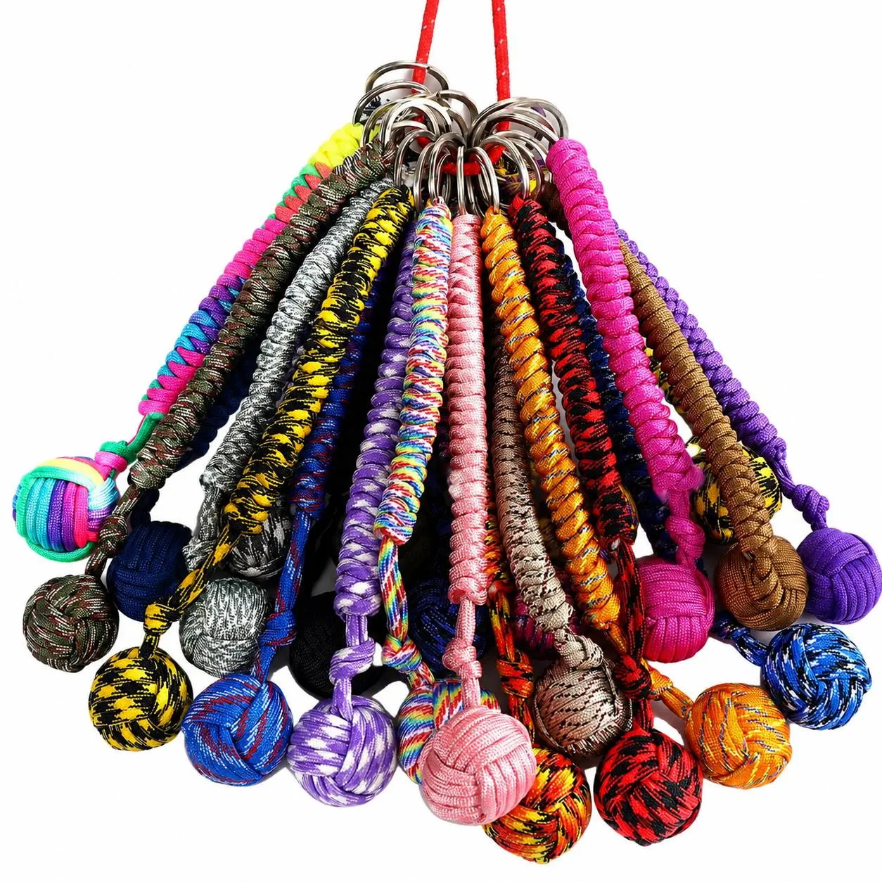 Women's Tactical Braided Keychain, Heavy-Duty Paracord with Steel Ball for Self-Defense, Carabiner Clip for Hiking & Camping, Keychains For Women