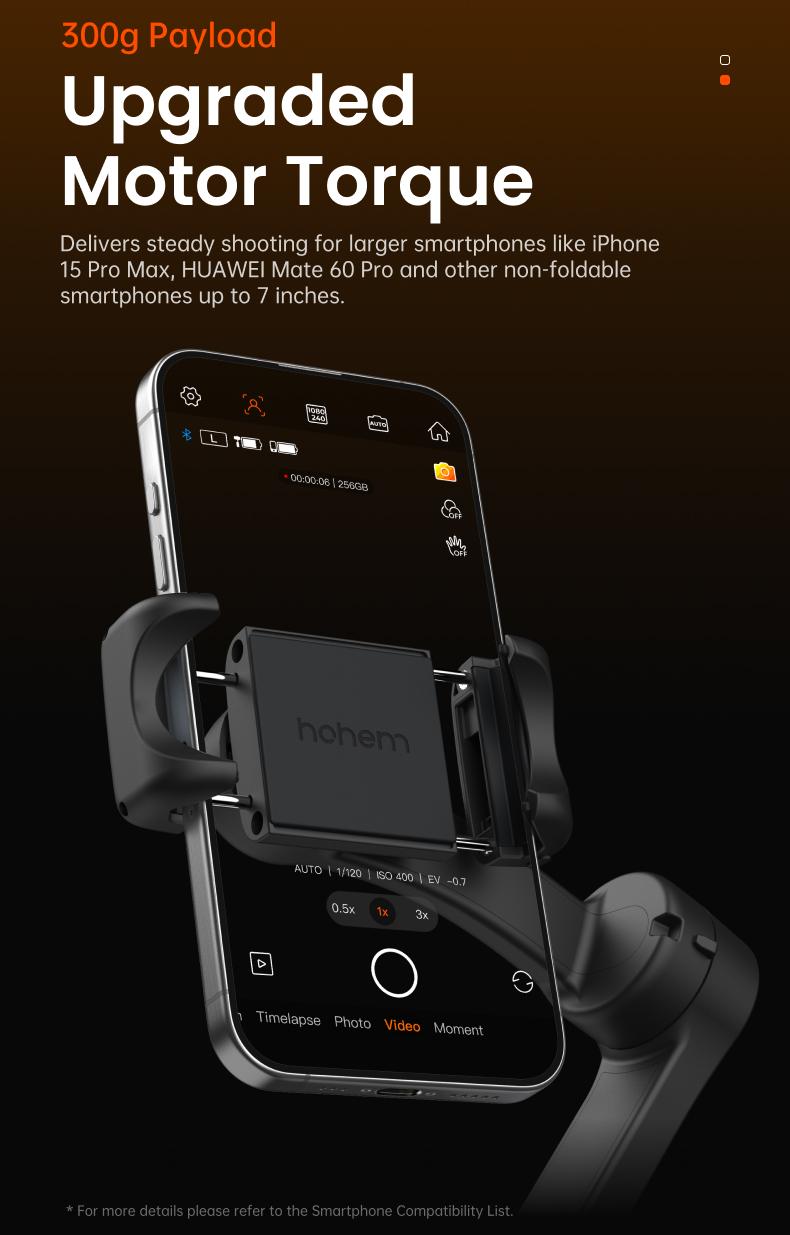 hohem iSteady X3 SE Gimbal Stabilizer for iPhone, Smartphone Foldable Gimbal with Detachable Remote Control, Portable Foldable 3-Axis Phone Gimbal for Android & iPhone17 series, Ideal for Travel Vlogging