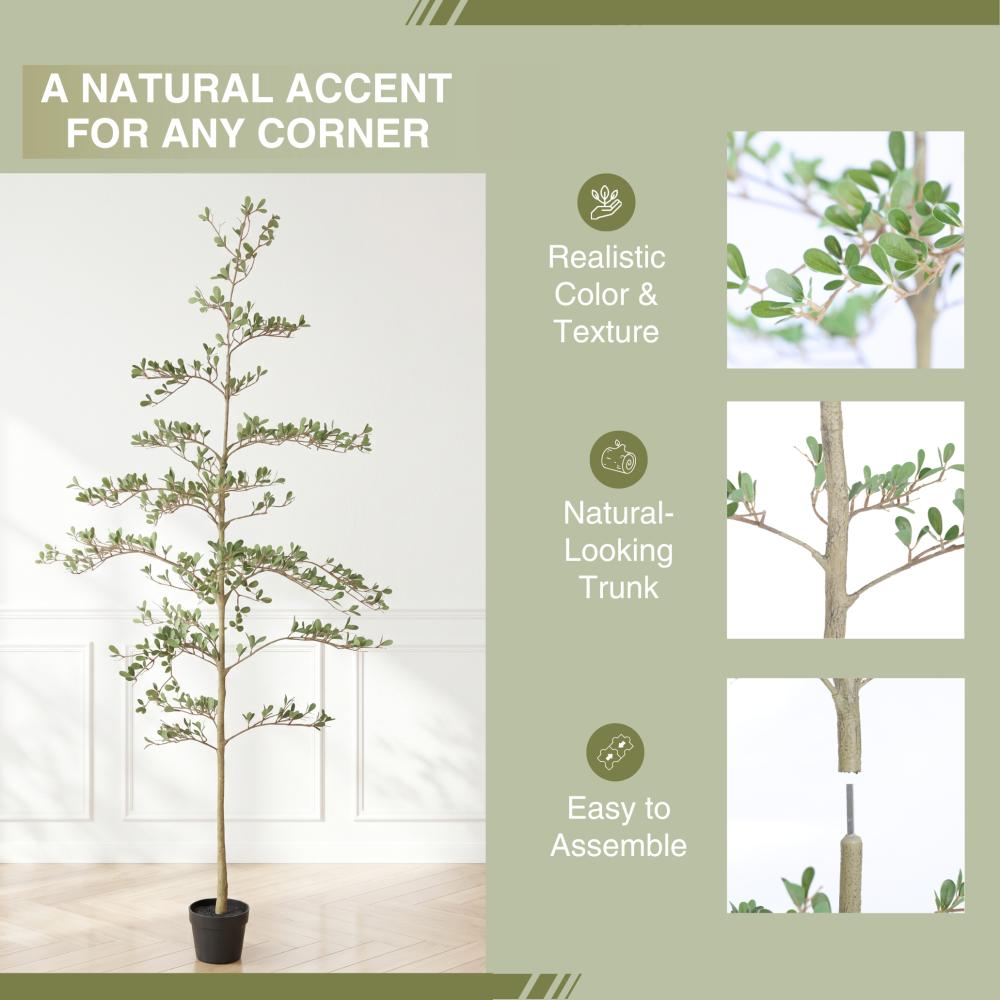 6FT Mediterranean Artificial Olive Tree with Black Pot - Synthetic Artificial Potted Trees, Decorative Fake Plant Decoration, Modular Modern Farmhouse-Asian Indoor/Outdoor Lifelike Greenery for Living Room/Office, Natural Branches, 1pc Everyday Use Set, F