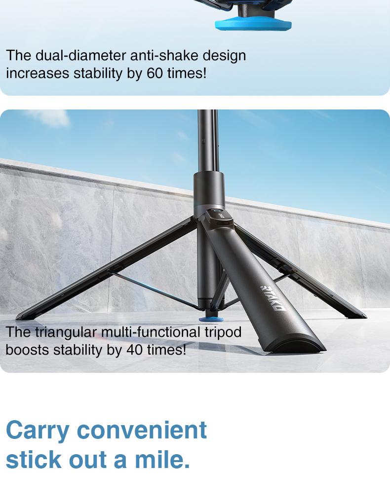 Oroms 67"Portable Selfie Stick Tripod with Remote，One Click Open, Wireless Remote Included.FOR Cellphone. Smartphone Camera Accessories Camera Stand