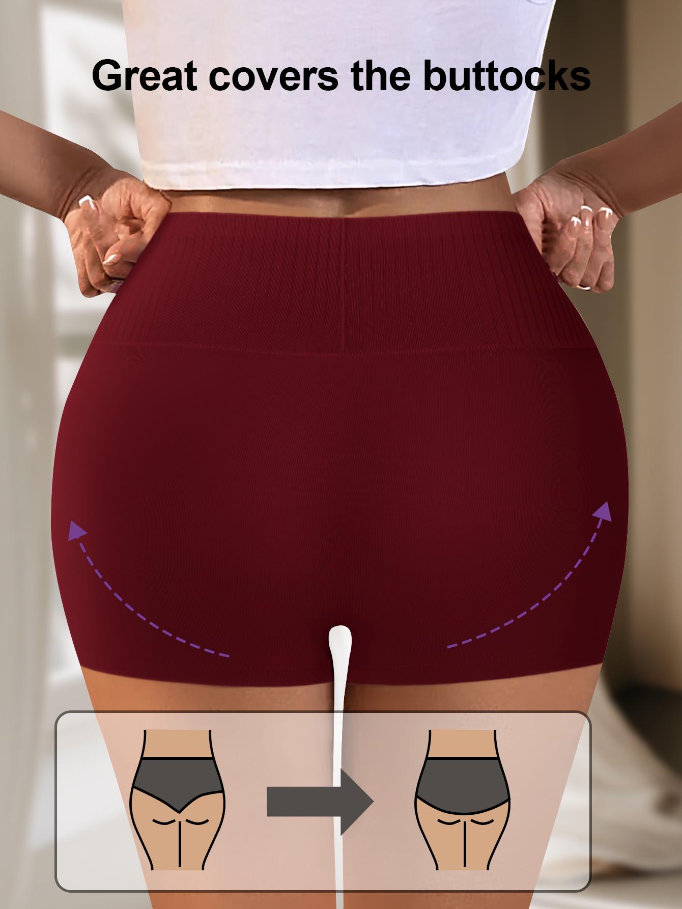 QUASTI 4/5 Pack Ribbed Waist Spliced Safety Shorts, High Waist Anti-Chafing Slip Shorts Under Dresses Women Daily Layering Shorts S-4XL Fit Minimalist