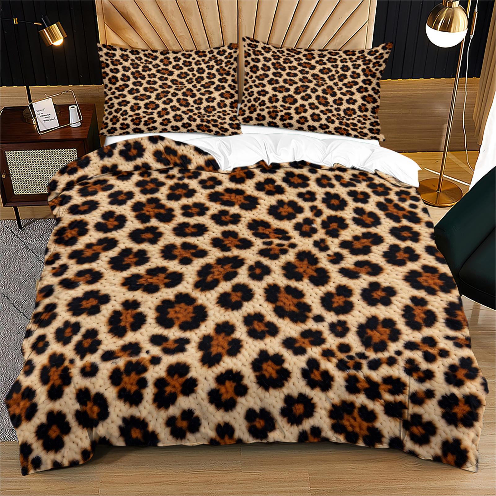 Classic Leopard Print Boho Chic Duvet Cover Set, 2/3 Pcs Light Luxury Vintage Bedding Set for Bedroom, Guest House, Hotel & Dorm, Perfect Housewarming/Birthday/Christmas Gift (No Comforter)