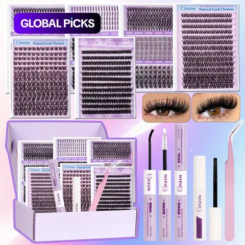 7 Styles DIY Lash Clusters Kit, 30D&40D&60D Wispy&Spiky Mixed Length Individual Eyelash Extensions, Self Grafting False Eyelashes, Eyelash Falsies with Tweezers&Glue&Remover, Professional Eye Makeup Accessories #GLOBAL PICKS