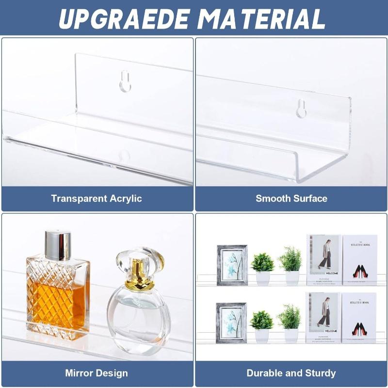 4pcs Transparent Acrylic Wall-Mounted Display Rack, Wall Shelf Unit for Nail Polish, Magazine Organizer and Storybook Holder, Versatile Wall Storage Solution