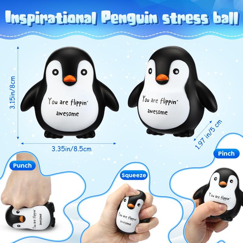 12 Pcs Cute Stress Balls Positive Penguin Squeeze Balls for Coworker Bulk Inspirational Stress Relief Gift for Staff Friends Employee Appreciation Gift Turtle Stress Ball Christmas Gift Labor Day Office Supplies