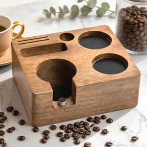 51/54/58mm Espresso Tamping Station, Acacia Wood Portafilter Holder, Espresso Organizer, Machine Accessories, Tamper, Distributor, Dosing Funnel
