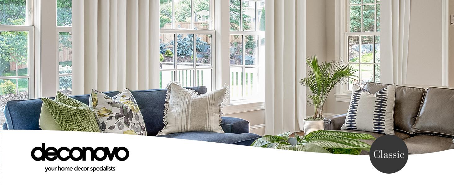 Deconovo 100% Linen Blackout Curtains (2 Panels) – Thermal Insulated, Energy Efficient, Soft Texture, Wavy Drapes for Living Room & Bedroom