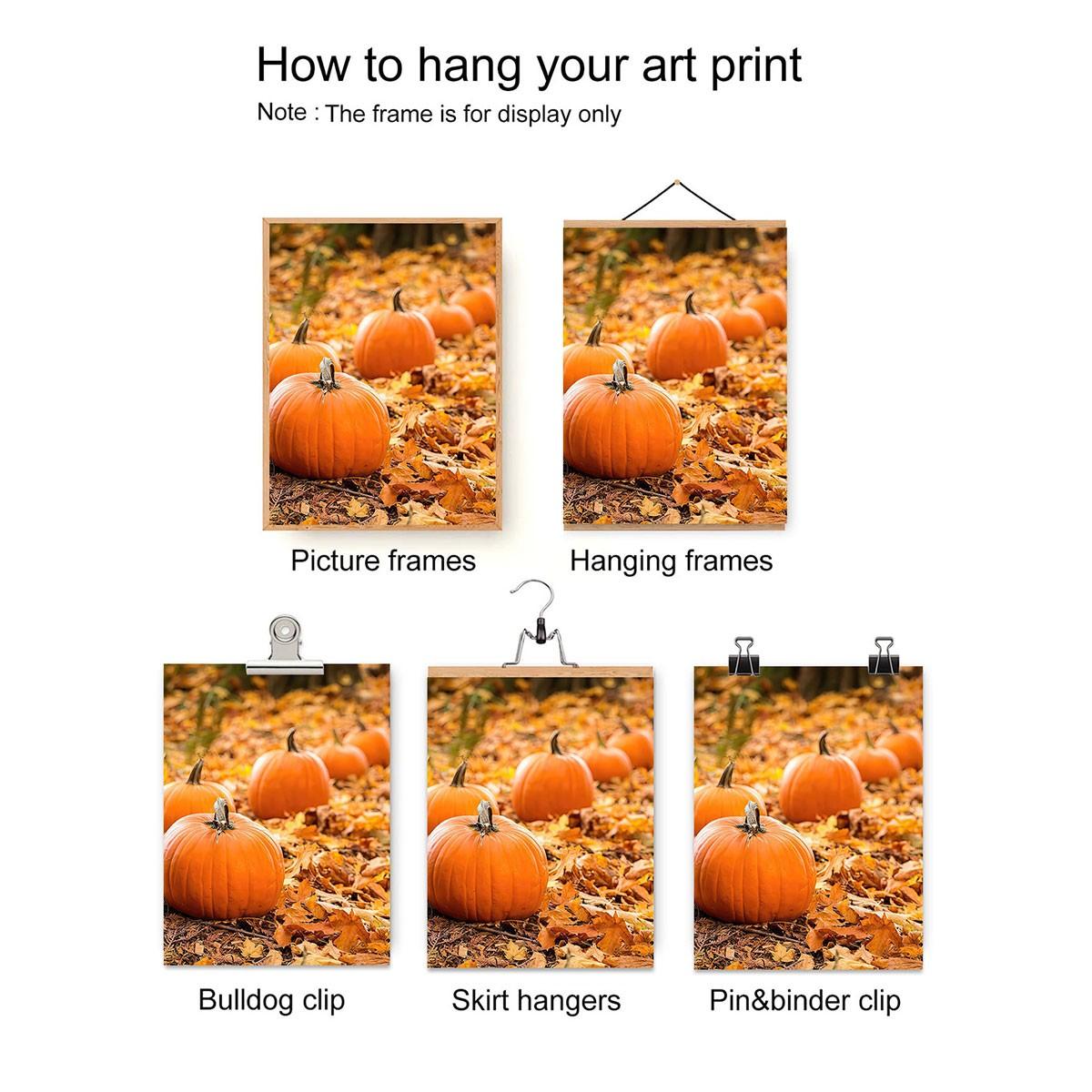 6pcs/set Frameless Canvas Poster Set, Harvest Season Pumpkin Maturity, Maple Leaves, Perfect for Living Room Bedroom Study