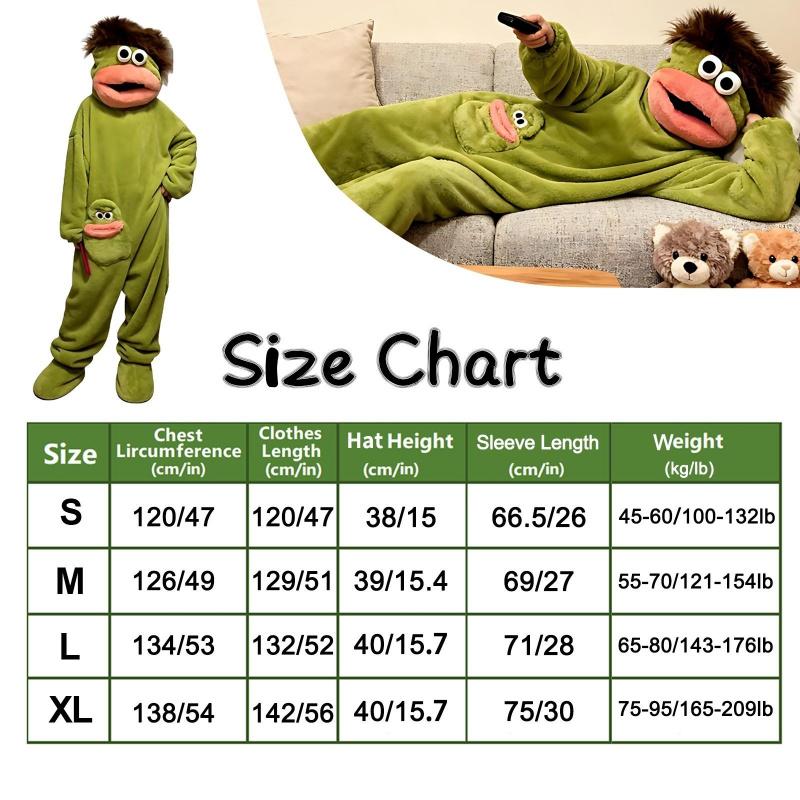 Funny Onesie Party, Comfortable Hooded Flannel Pajama Set, 3-Piece Includes Pajamas Comb Shoe Covers, Cute Monster Design