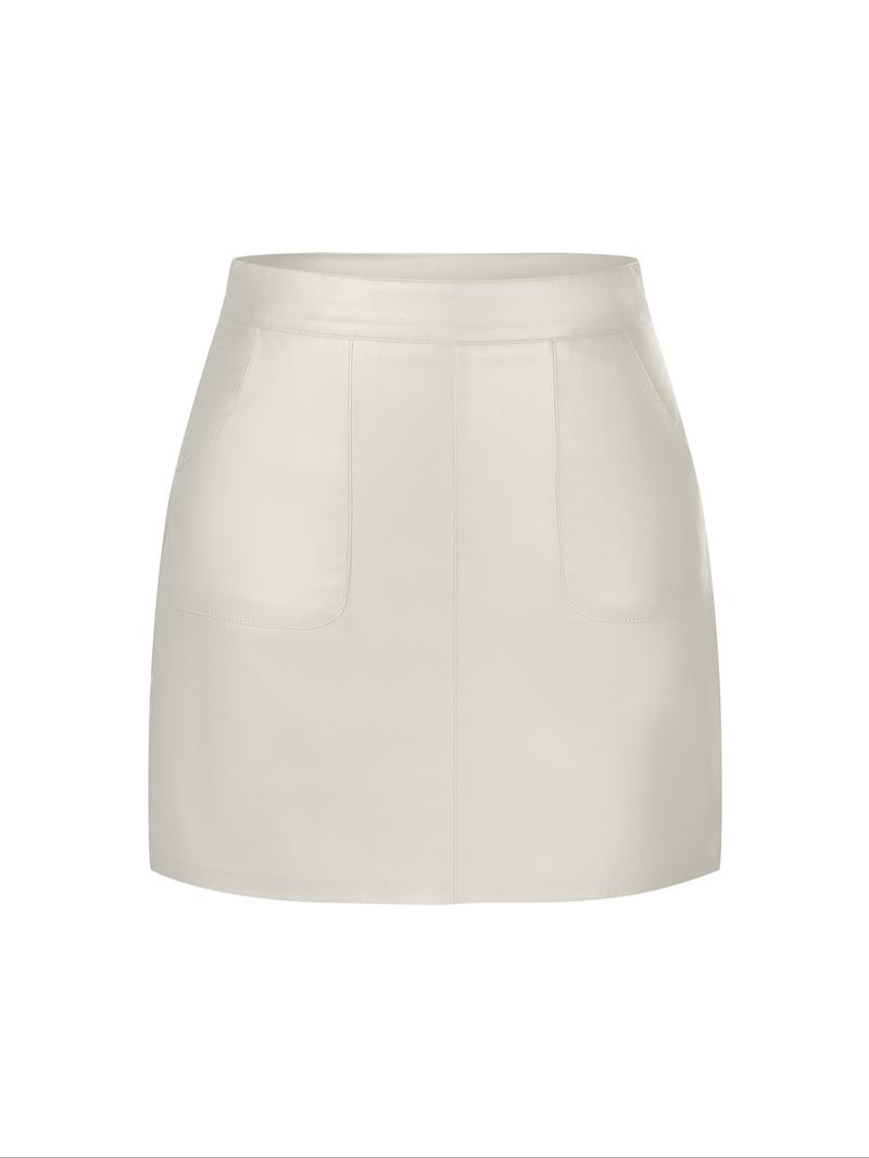 Women's PU Skirt, Solid Skirt, Sexy Fitted Short A-Line Design, All-Season Versatile Casual Elegant Style, Perfect for Dating & Holidays