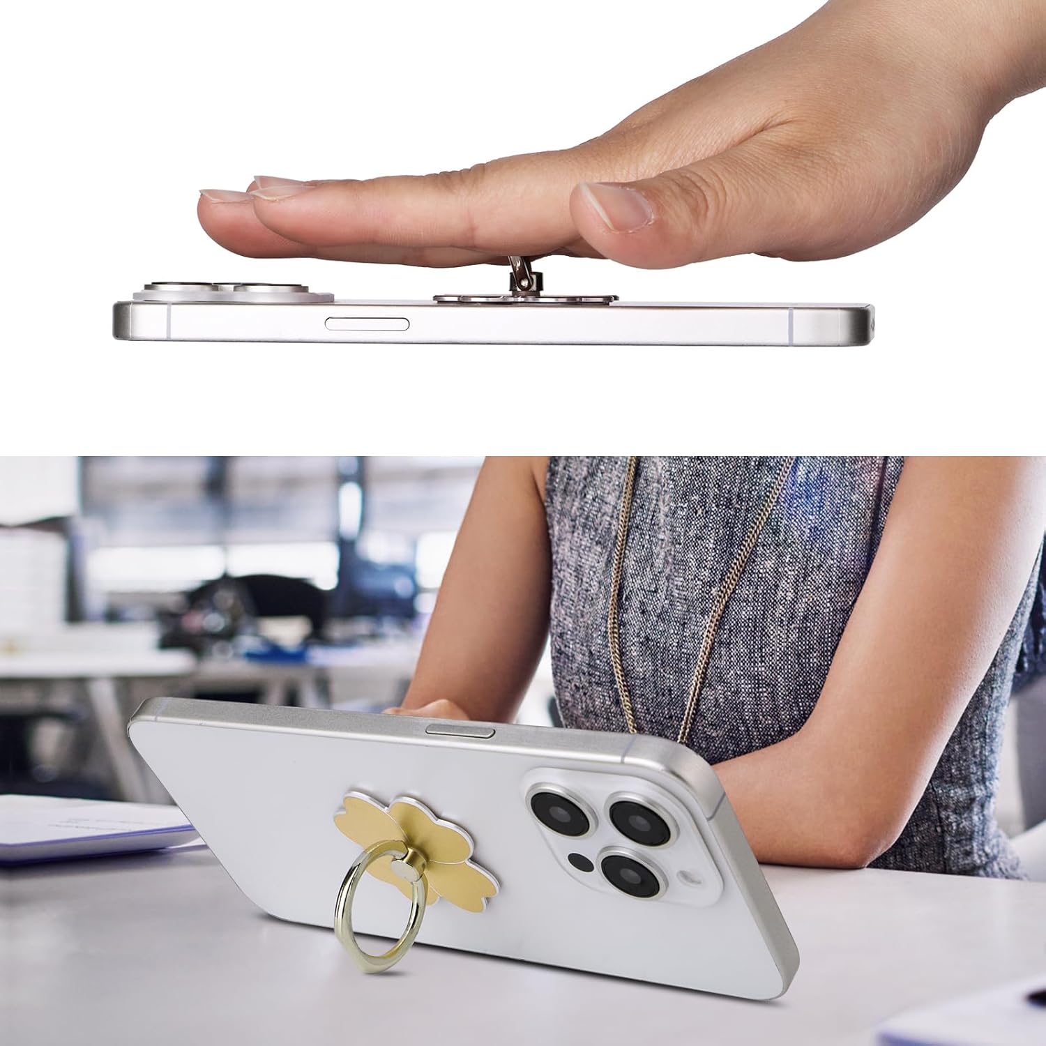 1 Pack Flower Pattern Phone Ring Holder, 360 Rotation & 180 Adjustable Angle, Metal Finger Grip Kickstand for All Smartphones