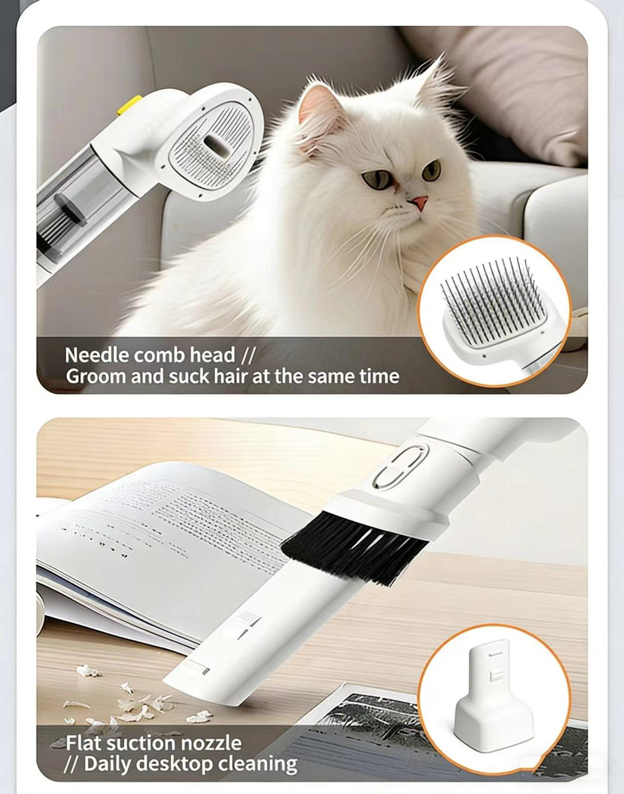 All-in-One Pet Grooming, Vacuuming, and Blowing Machine; Cat Hair Cleaner and Adsorber; Fully Automatic Vacuum Cleaner; Carpet and Bedding Hair Remover; Powerful Suction; Wireless Charging; Multi-Functional