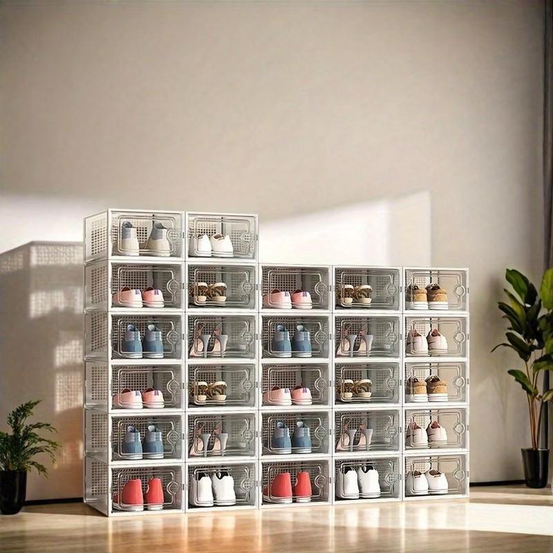 Stackable Shoe Storage Container, Transparent Front, Breathable Design, Perfect for Sports Shoes and High Heels, Home Essential