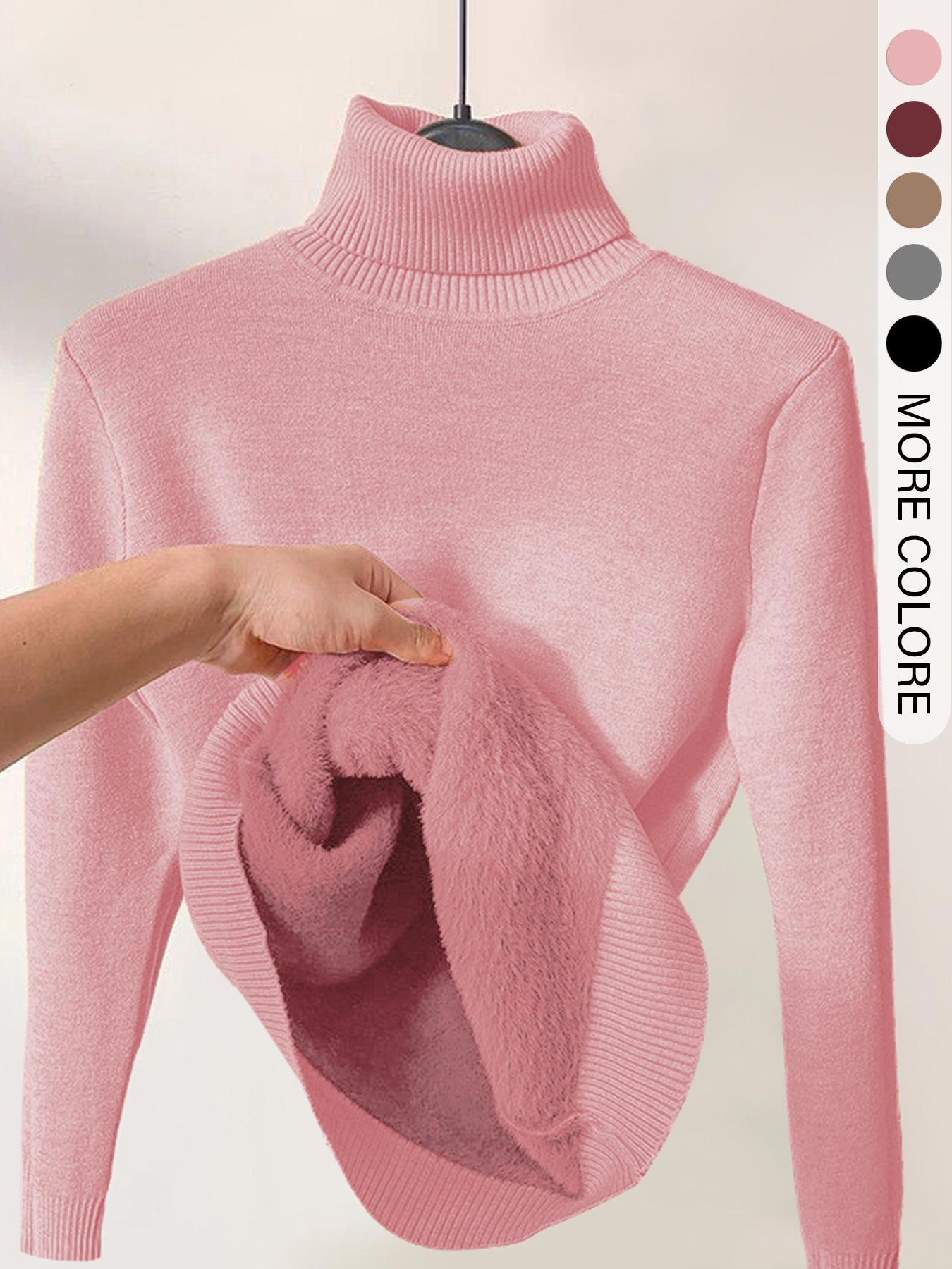 Women's Plain High Neck Sweater, Casual Long Sleeve Jumper for Fall & Winter, Fashion Ladies' Knitwear for Daily Wear