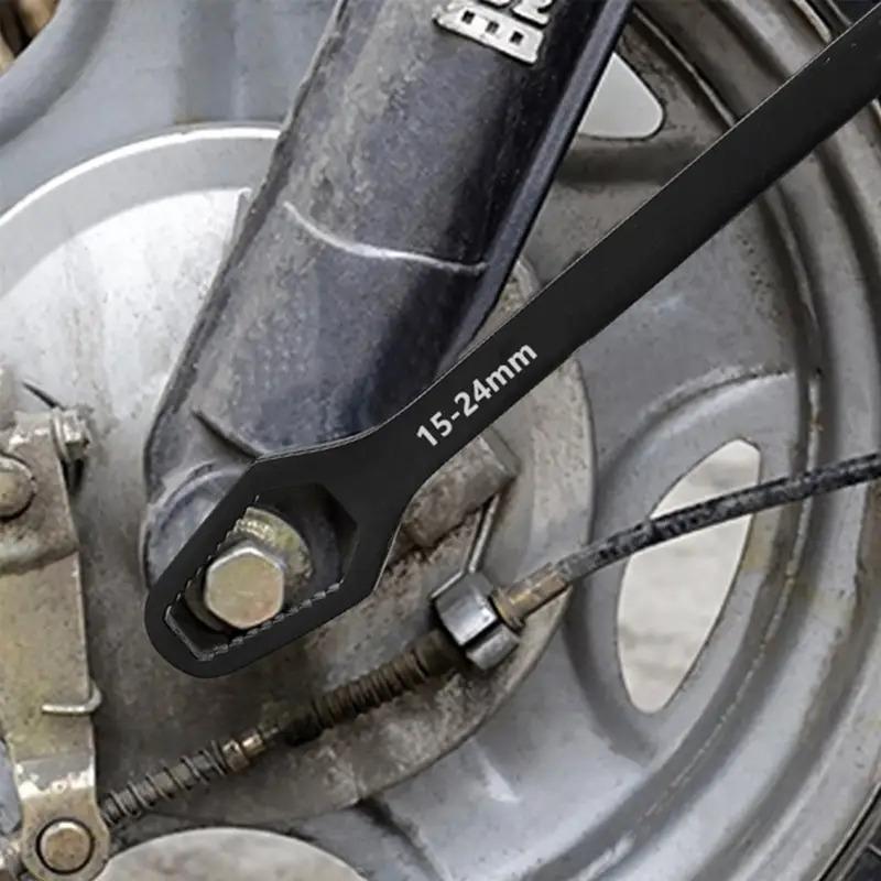 1pc8-24mm New Multi-functional Double Head Wrench Household Tools Universal Self-tightening Adjustable Special-shaped Wrench Portable Hand Tools Multipurpose Black 3.5mm Thick Torx Wrench, Adjustable Self-Tightening Dual-Head Spanner