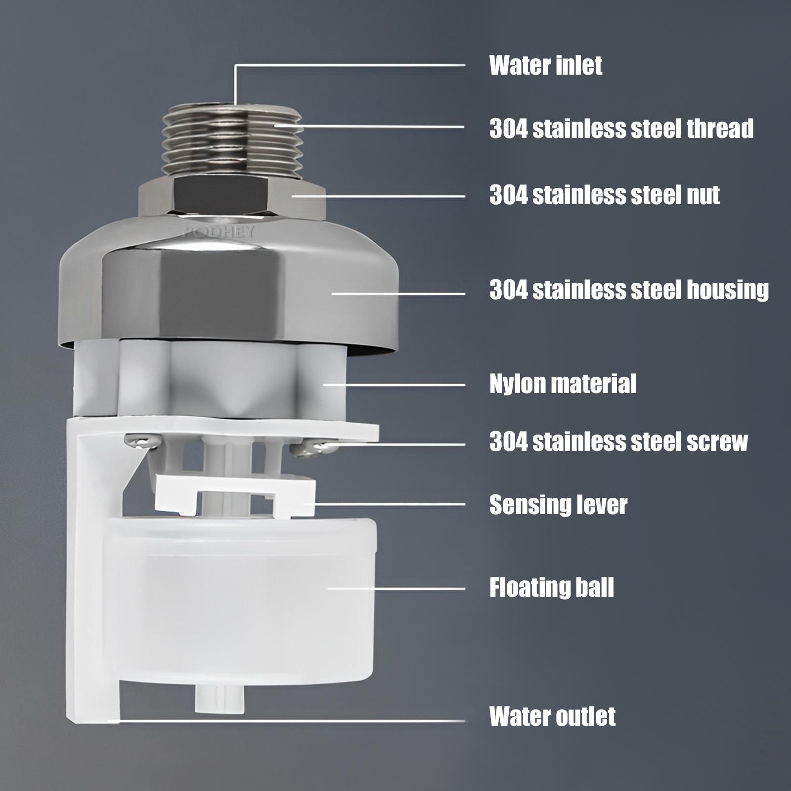 PoDhey 2 Counts Water Level Control Float Valve 304 Stainless Steel Fully Automatic Mini Floating Ball Valve Auto Shut Off Water Tank Safe Water Level Controller Valve Upper/Side Water Intake(Hose not included) PoDhey 2 Counts Water Level Control Float Valve 304 Stainless Steel Fully Automatic Mini Floating Ball Valve Auto Shut Off Water Tank Safe Water Level Controller Valve Upper/Side Water Intake(Hose not included)