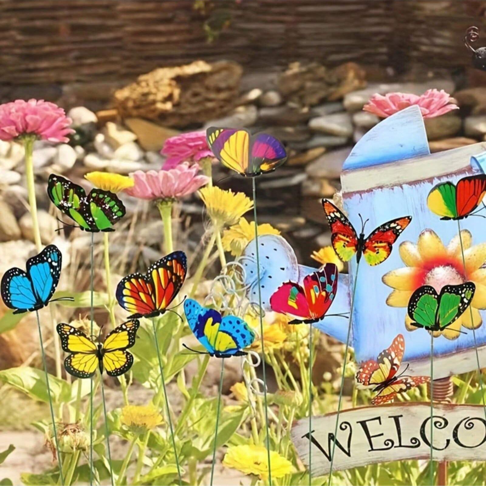10-Piece Colorful Garden Butterfly Decorative Stakes, Waterproof Butterfly Garden Decoration, 3D Butterfly Party Decorations