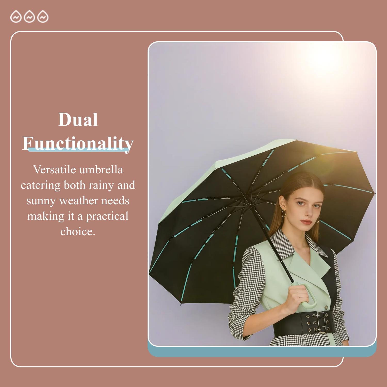 Full Automatic Ring Hook Umbrella, Large Thick Reinforced Hanging Foldable Rain and Sunny Dual Use Windproof Fishing Umbrella