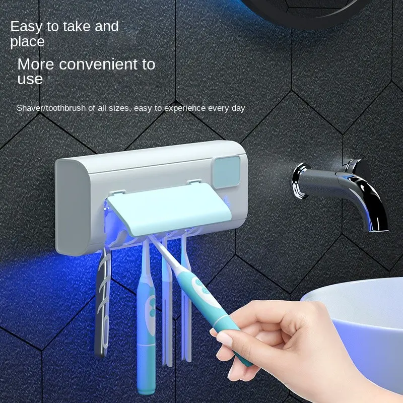 Wall-Mounted Toothbrush Disinfector, UV Sterilization & Air Circulation, USB Rechargeable, Auto Timer, Mold-Resistant, Home Use