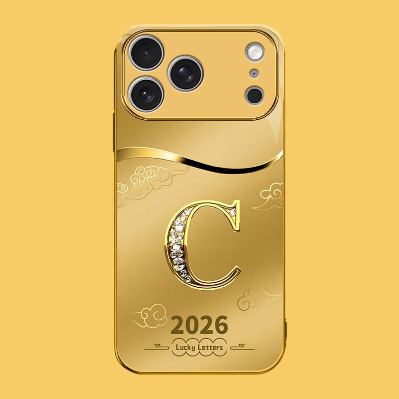 Suitable for [iPhone 17 Pro Max] high-end phone case🤩，choose from 26 letters of the English alphabet, each with an exquisite auspicious cloud pattern to bring you good luck YM99