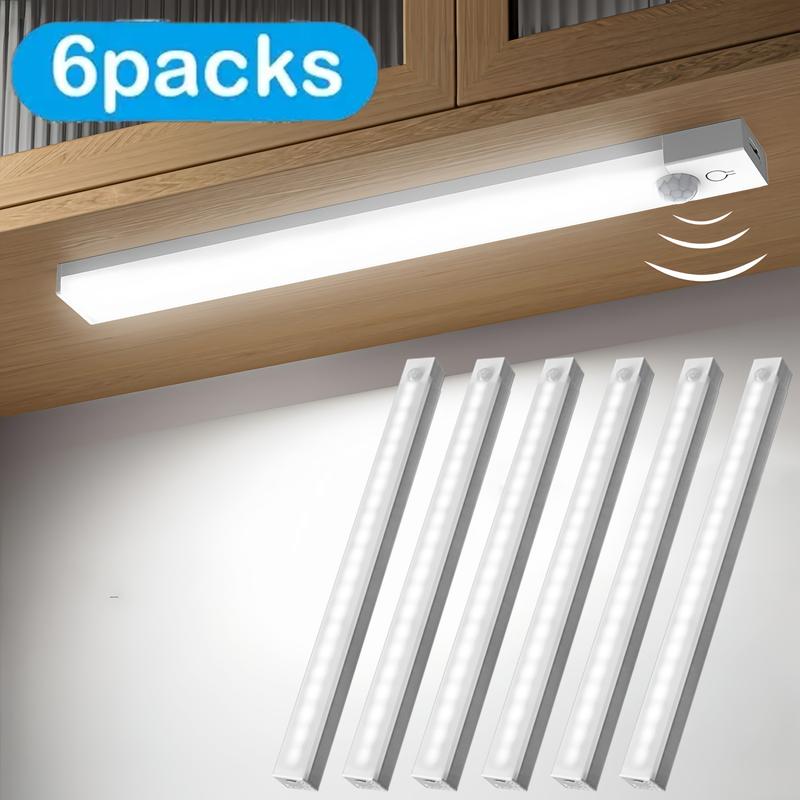 6-Piece LED Motion Sensor Strip Light, USB Rechargeable Adjustable Indoor Lighting, Ideal for Closet, Cabinet, Kitchen, Desk, Nightlight, Hallway, Stairs, Closet Lights 6-Piece LED Motion Sensor Strip Light, USB Rechargeable Adjustable Indoor Lighting, Ideal for Closet, Cabinet, Kitchen, Desk, Nightlight, Hallway, Stairs, Closet Lights