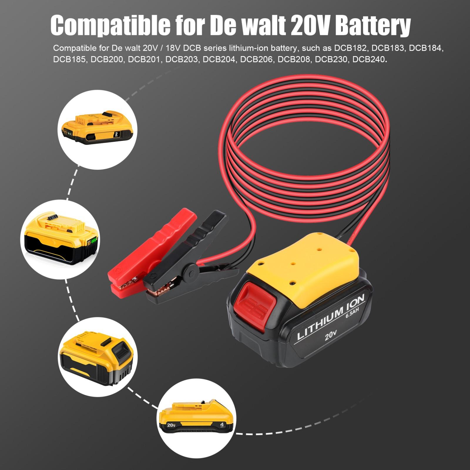 12AWG Jumper Cable Clamps for De walt 20V Battery, 6FT Portable Battery Jumper Starter Automotive Booster Cables Power for Car Jump Starting Using Tool