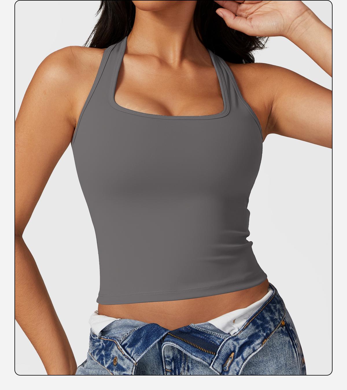 MFVIM Women's Sports Tops Casual Work Vest Basic Tank Top 2025 Summer Camisole Tank Slim Sleeveless Top Skinny Womenswear Sakura Pink Workout Activewear Gymclothes workout tops gym shirts sporty