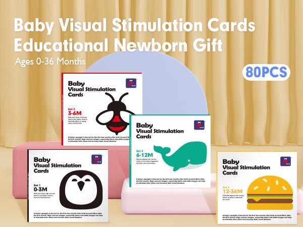 hahaland Flash Cards Baby Visual Stimulation Cards for 0-3-6-12-36 Months, 0-3 Months Infant Newborn Tummy Time Toys Gifts 6''×6'' Large for Sensory Development Black White Card Set