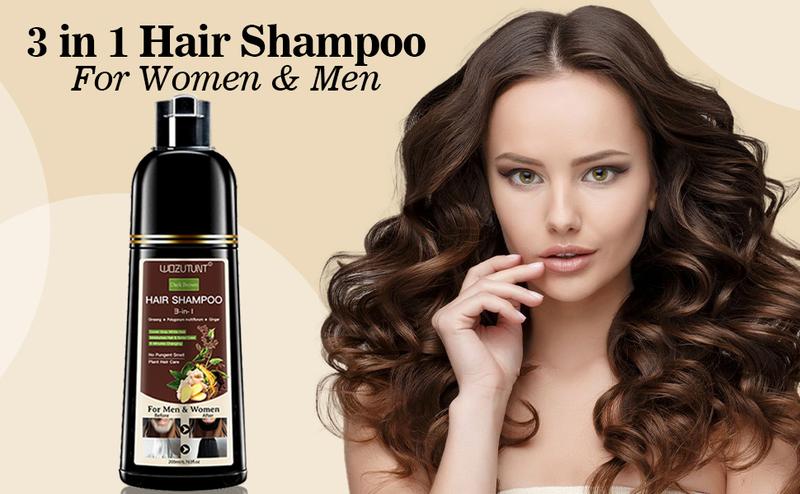 200ml 3-in-1 Hair Dye Shampoo Herbal Formula with Ginseng Covers Gray Hair Natural Plant Haircare for Salon-Quality Conditioner Radiant Cleansing