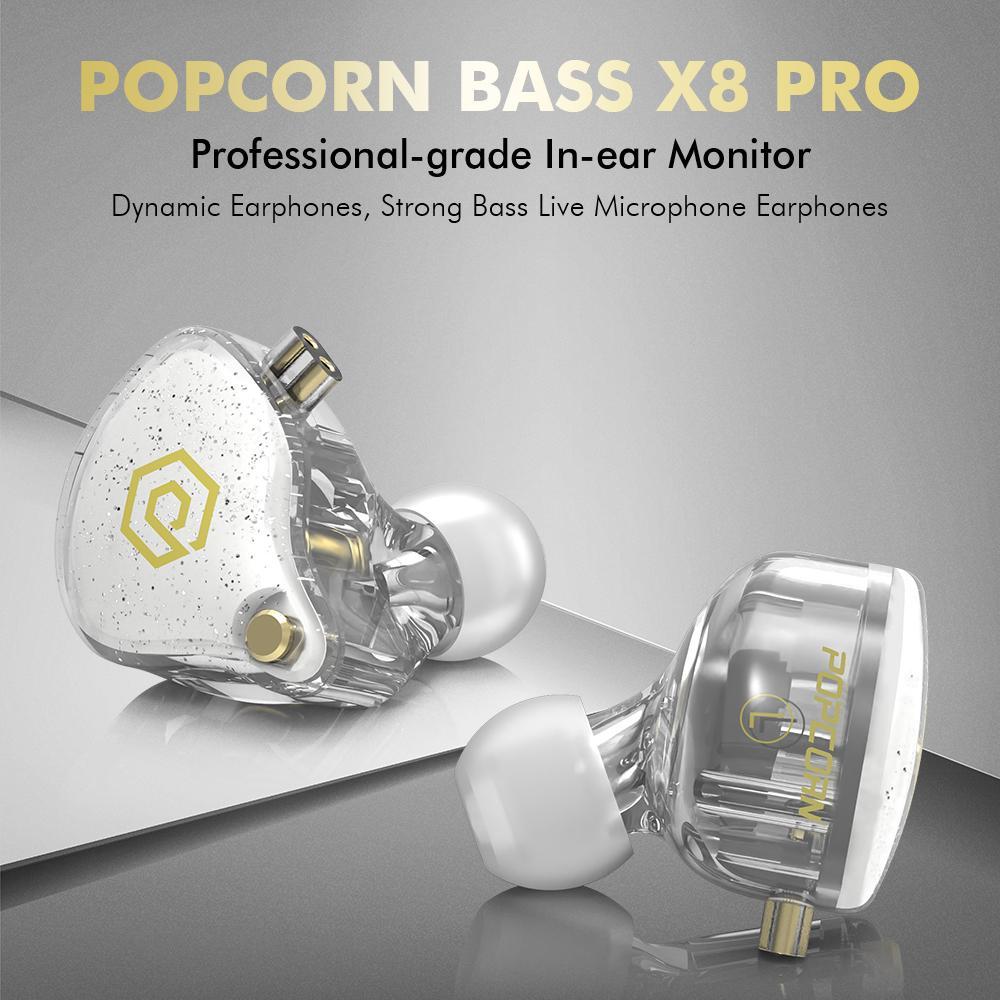 POPCORN BASS X8 PRO  Dynamic in-Ear Gaming Earbuds, HiFi in-Ear Monitors, Deep Bass Sound Wired Earbuds, Gift for Christmas New Year Gifts