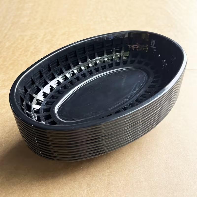 12/24/36pcs Plastic Food Serving Trays, Fast Food Basket, Restaurant Basket, Kitchen Supplies, Hamburger Fried Chips Tray, Serveware Accessories