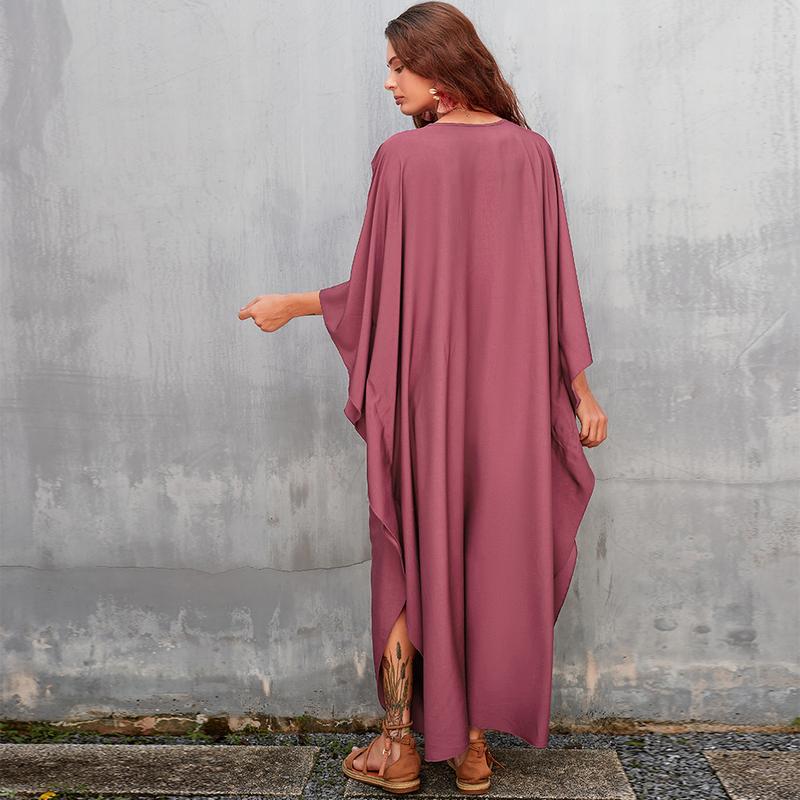 Bsubseach Women Ethnic Print Kaftan Dress , Plus Size All Over Print  TunicDress, Boho Casual V Neck TunicDress for Women, Women's Plus Cover Up,Mrs. Roper Kaftan ，bubu，mumu，Casual Womenswear Maxi Modesty Muslim Clothing Baggy