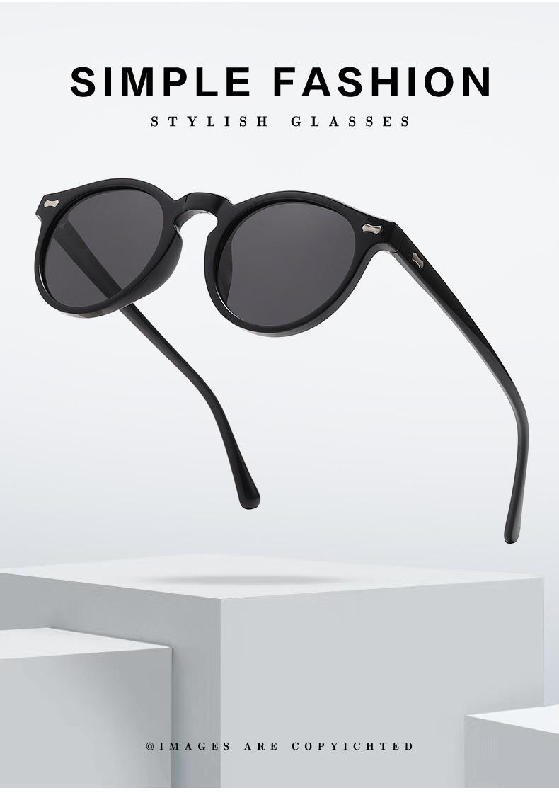 Retro Round Sunglasses Men Women Fashion Small Polarized Sun Glasses For Male Female Literary Vintage Shades Driving Eyeglasses Trendy Vintage Sunglasses