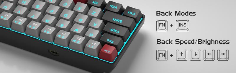 MageGee MK-Box 60% Compact Mechanical Gaming Keyboard, LED Backlit 68 Keys Portable Mini Wired Office Keyboard with Brown Switches for Windows Laptop PC Mac