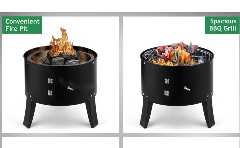 Ubesgoo Vertical 17 Inch Charcoal BBQ Smoker, 3-in-1 Portable Outdoor Grill Cooker With Built-in Thermometer For Outdoor Backyard Cooking Grilling Camping