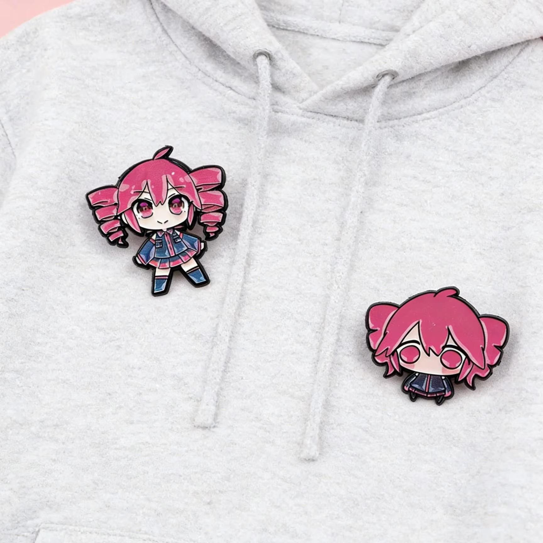 Cartoon Anime Kasane Teto Enamel Pin Cartoon Characters Brooch Manga Badges for Backpack Clothes Lapel Decorative Gifts