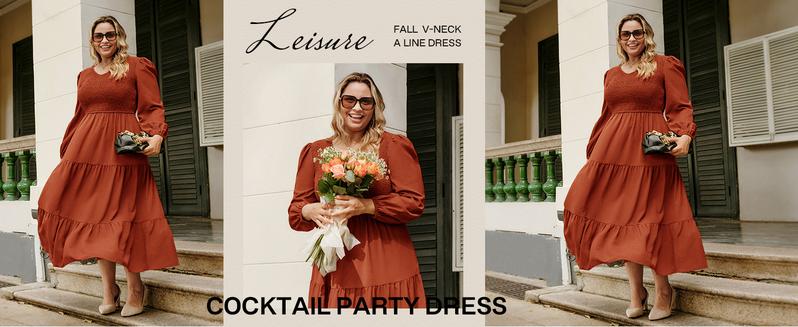 Hanna Nikole Women's Plus Size Dresses Long Sleeve V Neck Maxi Smocked Fall Casual Flowy Tiered Dress with Pockets Hanna Nikole Women's Plus Size Dresses Long Sleeve V Neck Maxi Smocked Fall Casual Flowy Tiered Dress with Pockets