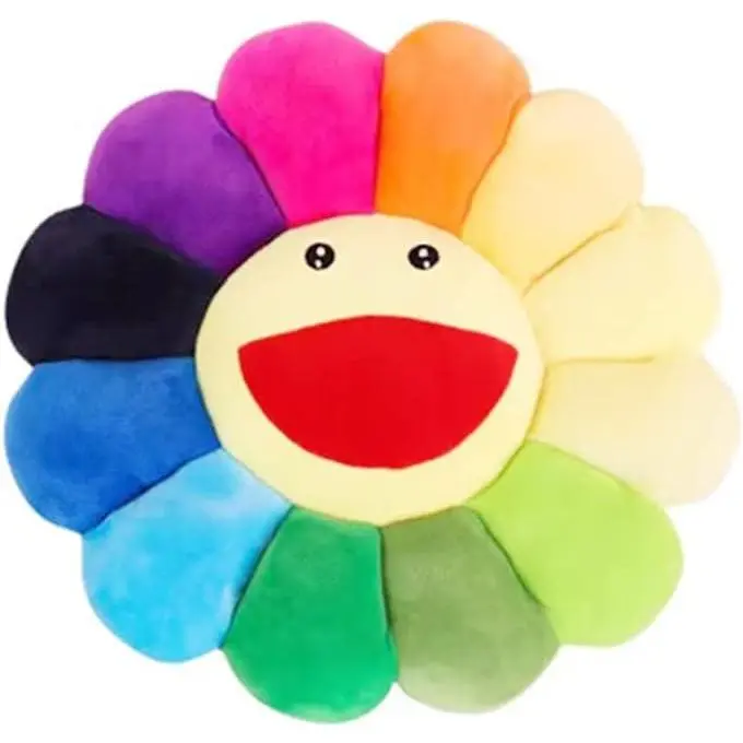 1PCS 17" Sunflower Comfy Squishy Cushion, Smile Face Colorful Plush Pillow for Household Textiles & Soft Furnishings, Comfy Squishy Cushions