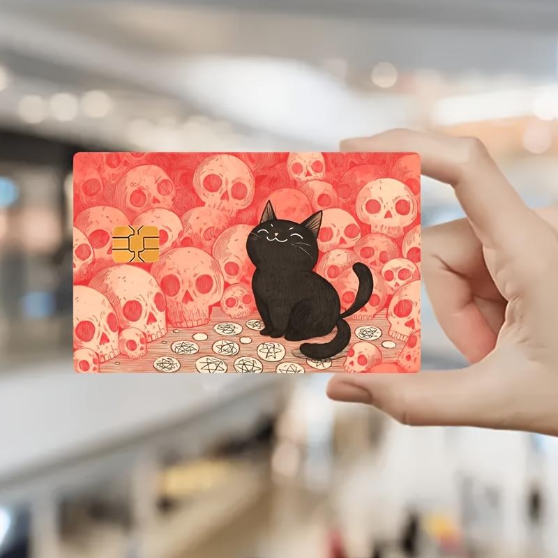 Adorable Black Cat Skull Stickers for Bank Cards, Credit Cards, Debit Cards, Transit Cards, And Room Keys