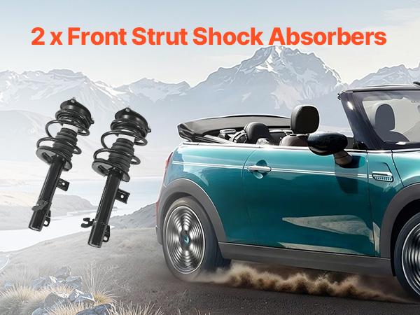 VEVOR Front Shock Absorber Strut Assembly (2Pcs, Steel Body), Front Wheels Coil Springs Strut Kit, OE 172265/172266 Replacement for 2002-2006 Mini Cooper Convertible, Stability Boost Automotive Part