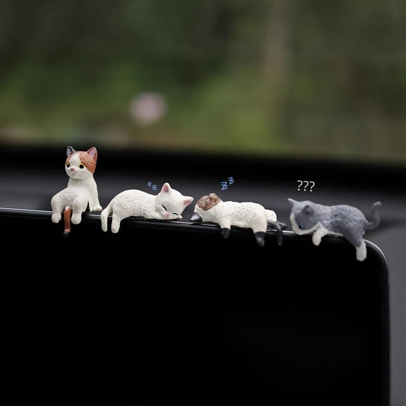 5-Count Adorable Cat Figurines, Car Dashboard Accessories for Vehicle Decoration, Enhances Car Interior with a Cute Touch, Car Interior Accessories, Aesthetic Car Accessory